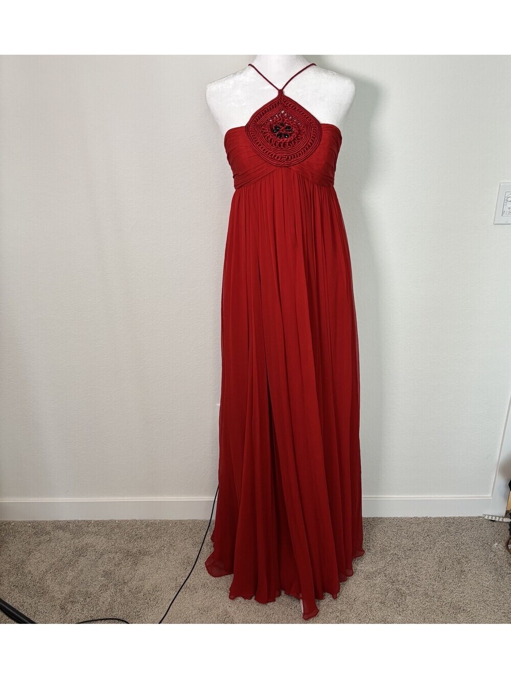 NWT Vivienne Tam 100% Silk Gown Red Wedding Guest Size 6 Luxury Black Tie